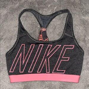 Nike Dark Gray Sports Bra with Pink Accents